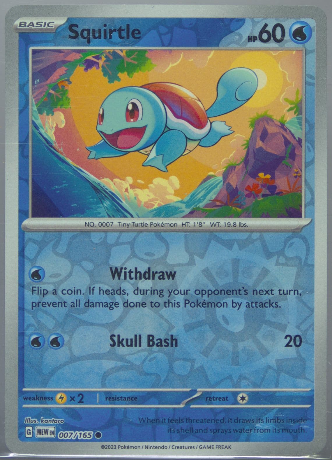 Squirtle Reverse Holo (007) 2023 Pokemon Korean Sv2a-Pokemon 151