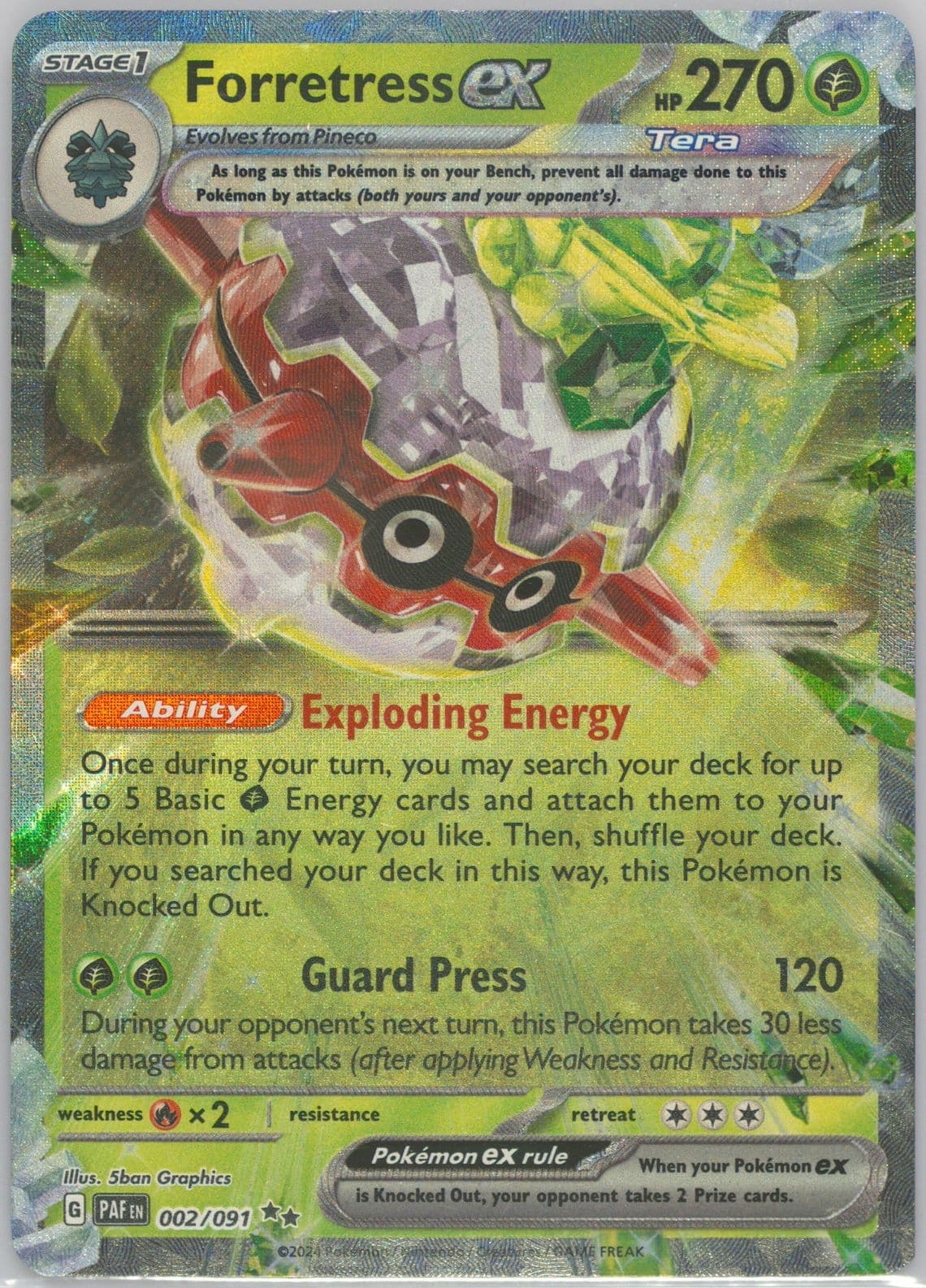 Forretress EX (002) 2024 Pokemon Paf EN-Paldean Fates