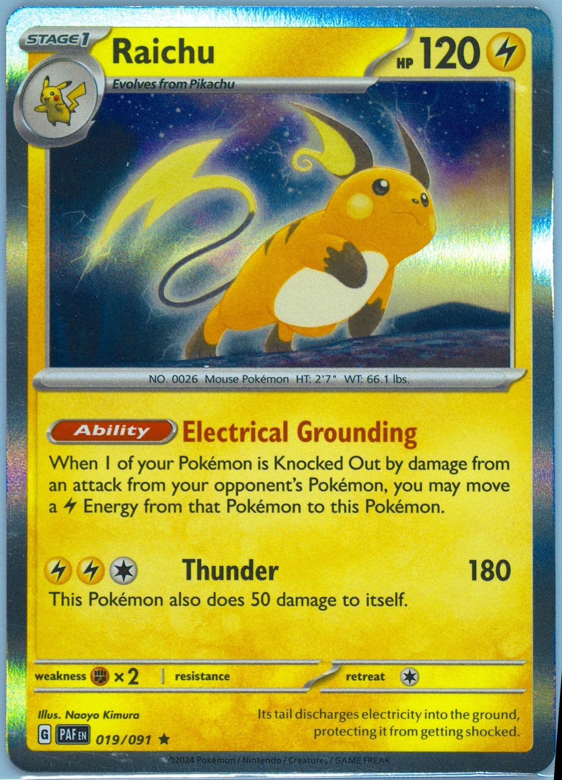 Raichu (019) 2024 Pokemon Paf EN-Paldean Fates