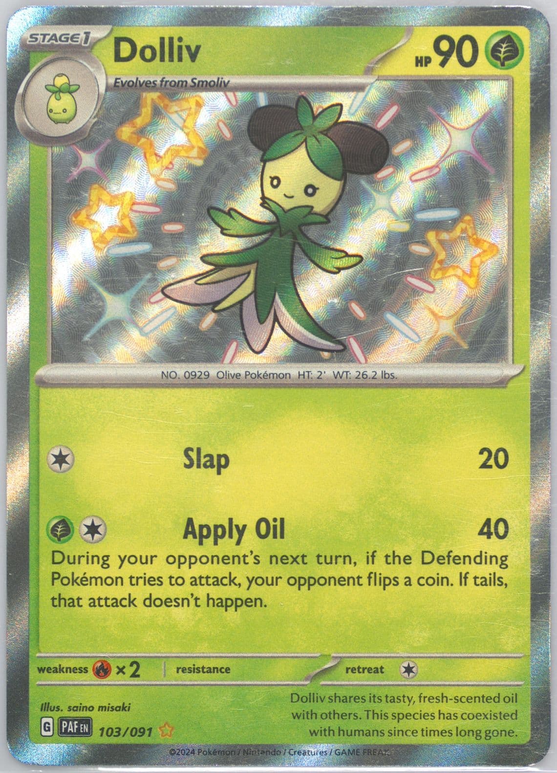 Dolliv Shiny Rare (103) 2024 Pokemon Paf EN-Paldean Fates