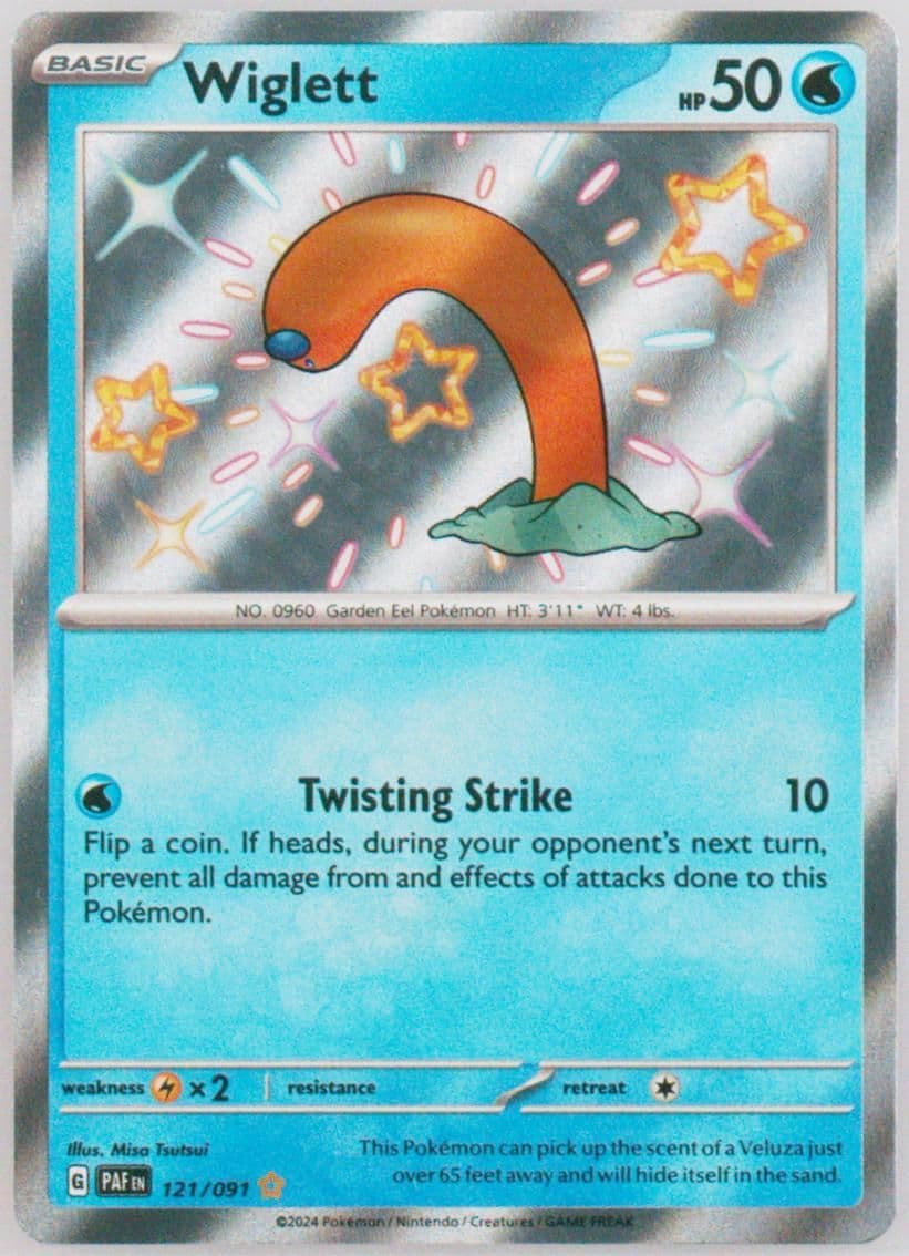 Wiglett Shiny Rare (121) 2024 Pokemon Paf EN-Paldean Fates