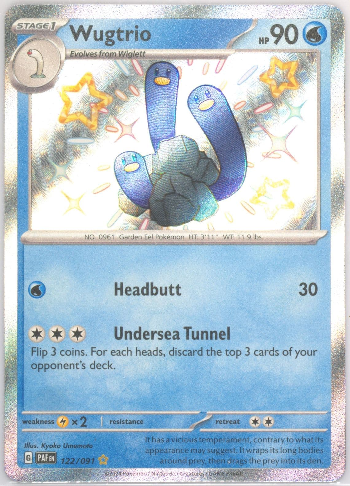 Wugtrio Shiny Rare (122) 2024 Pokemon Paf EN-Paldean Fates