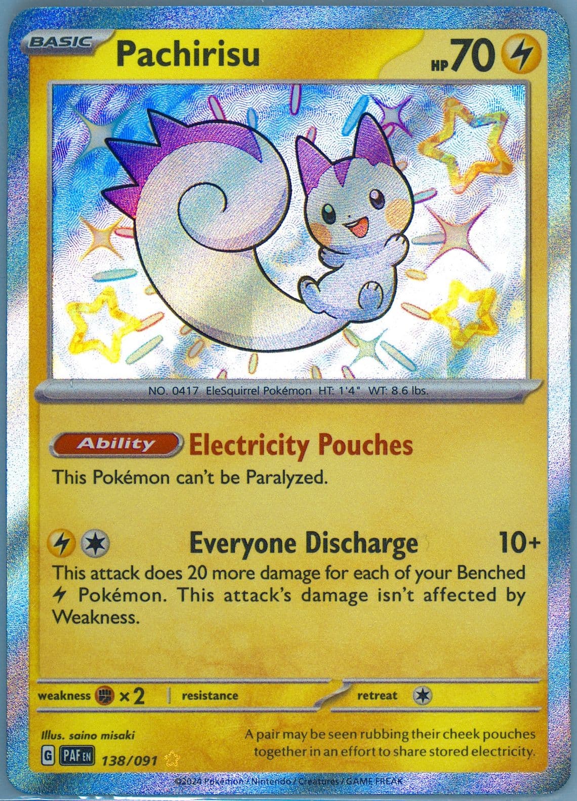 Pachirisu Shiny Rare (138) 2024 Pokemon Paf EN-Paldean Fates