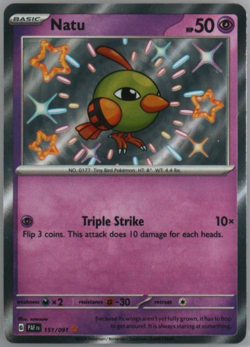 Natu Shiny Rare (151) 2024 Pokemon Paf EN-Paldean Fates