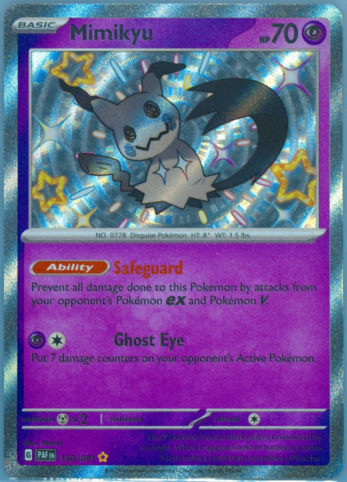 Mimikyu Shiny Rare (160) 2024 Pokemon Paf EN-Paldean Fates