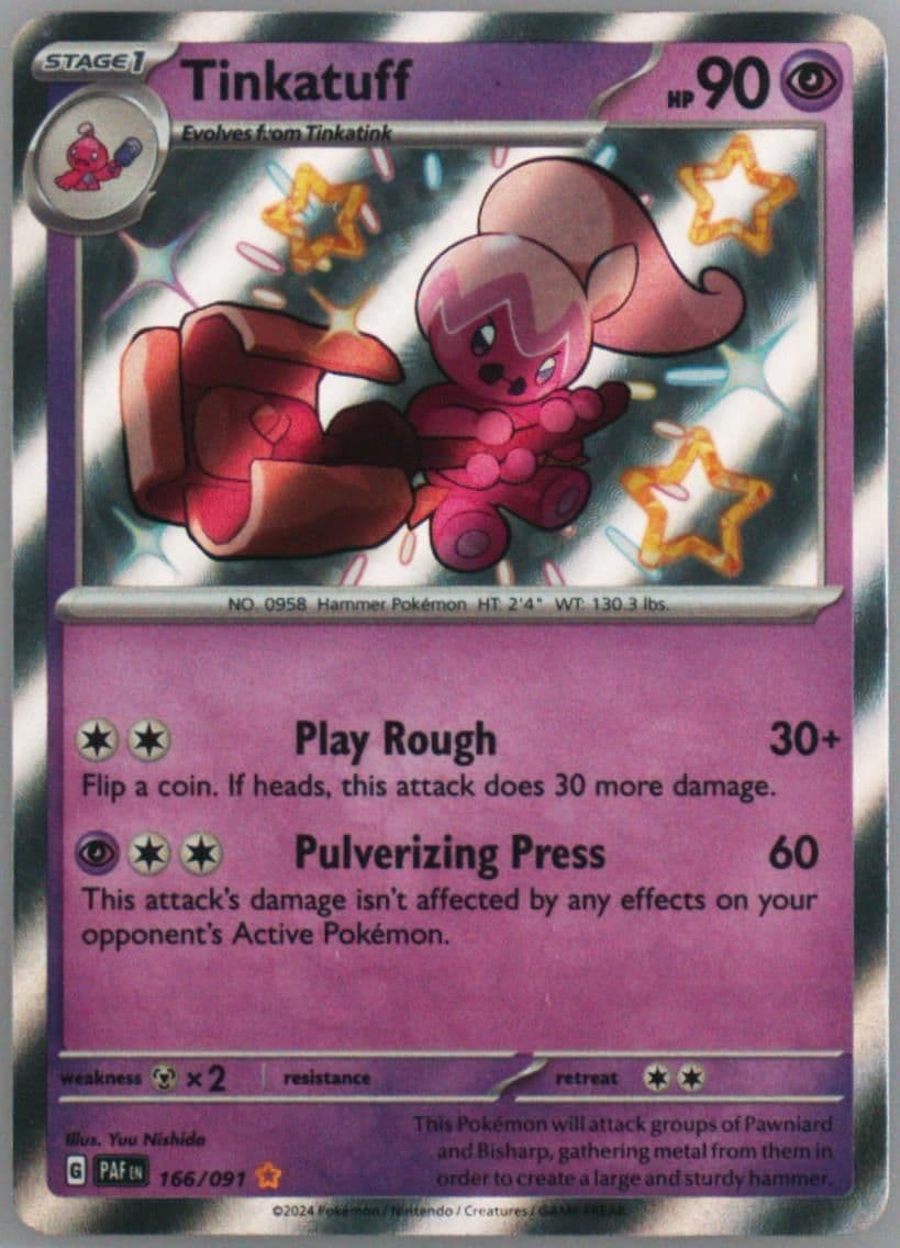 Tinkatuff Shiny Rare (166) 2024 Pokemon Paf EN-Paldean Fates