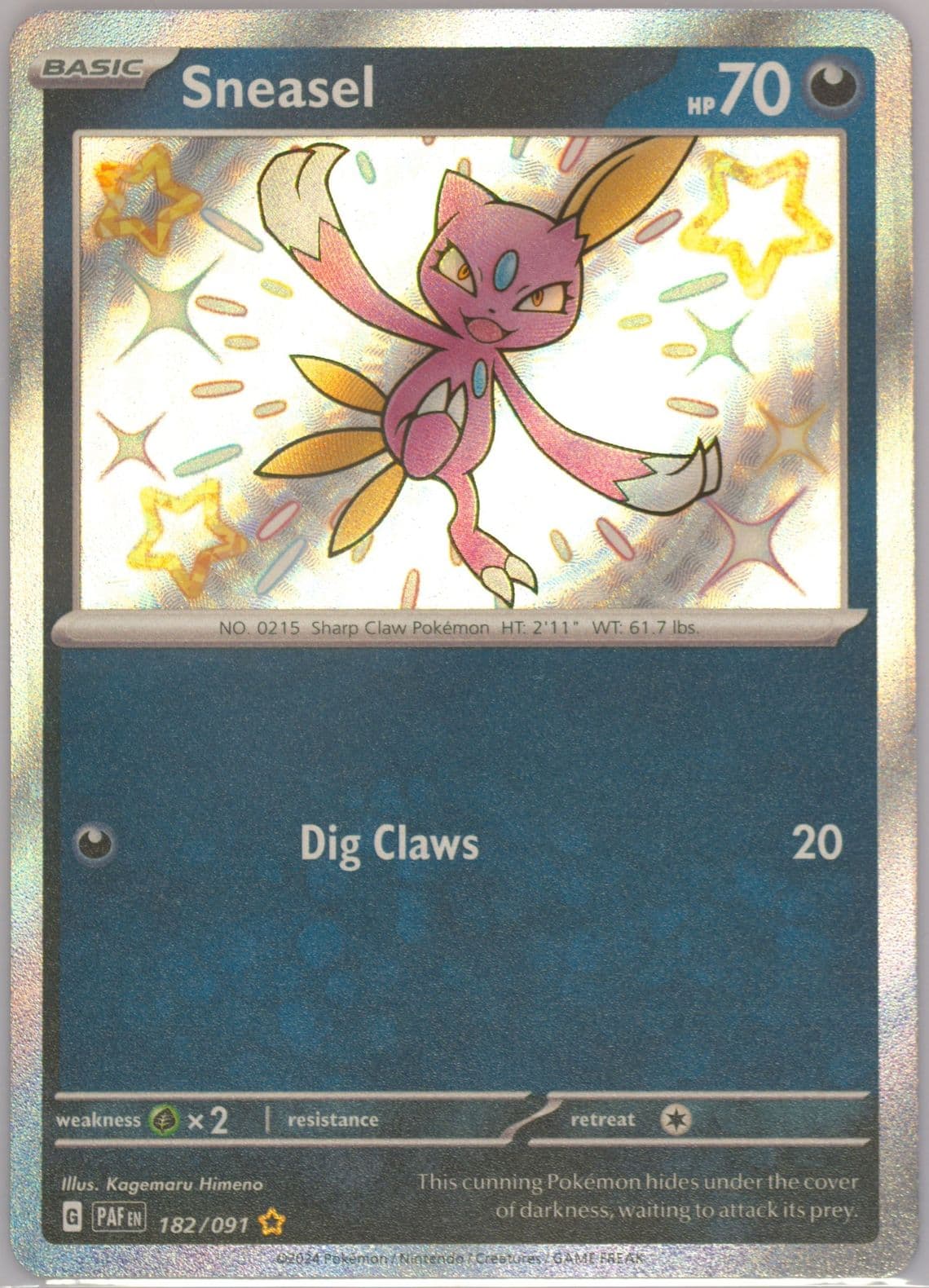 Sneasel Shiny Rare (182) 2024 Pokemon Paf EN-Paldean Fates