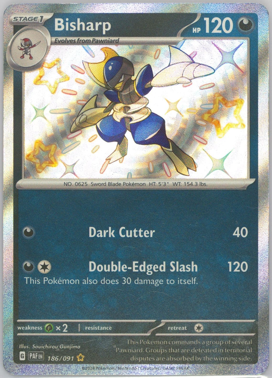 Bisharp Shiny Rare (186) 2024 Pokemon Paf EN-Paldean Fates