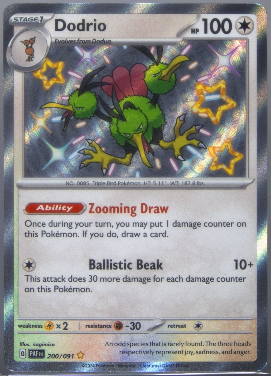 Dodrio Shiny Rare (200) 2024 Pokemon Paf EN-Paldean Fates