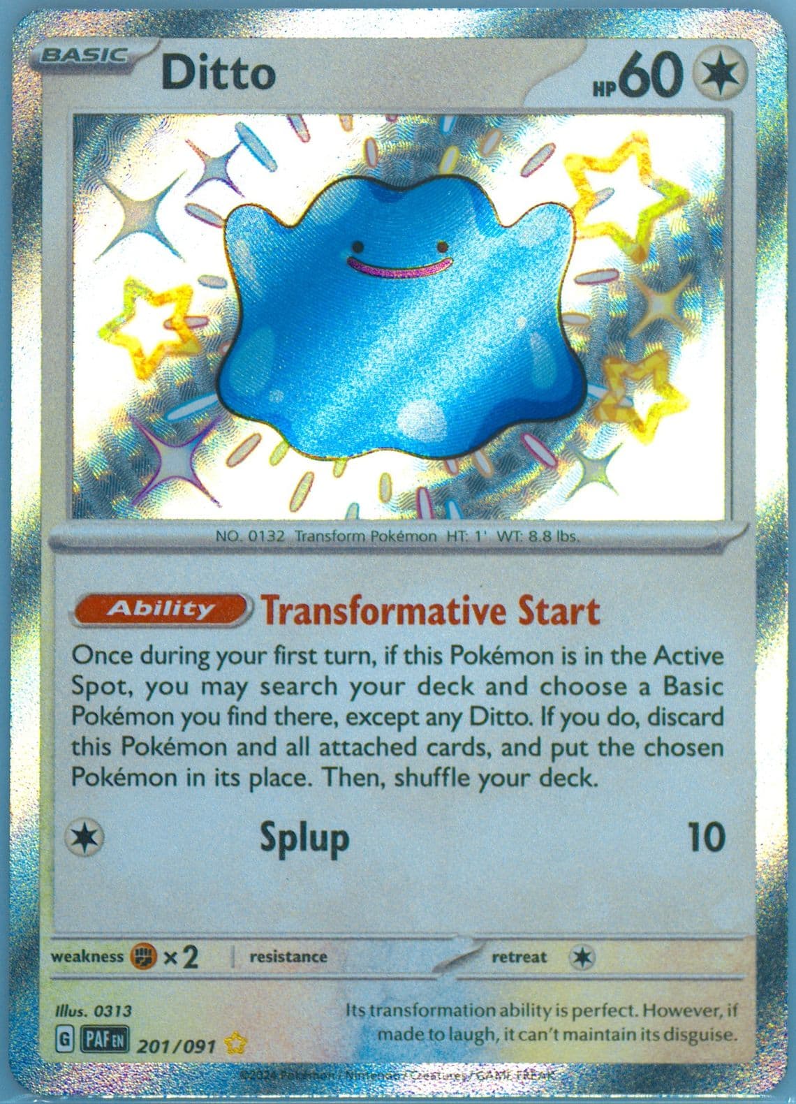 Ditto Shiny Rare (201) 2024 Pokemon Paf EN-Paldean Fates