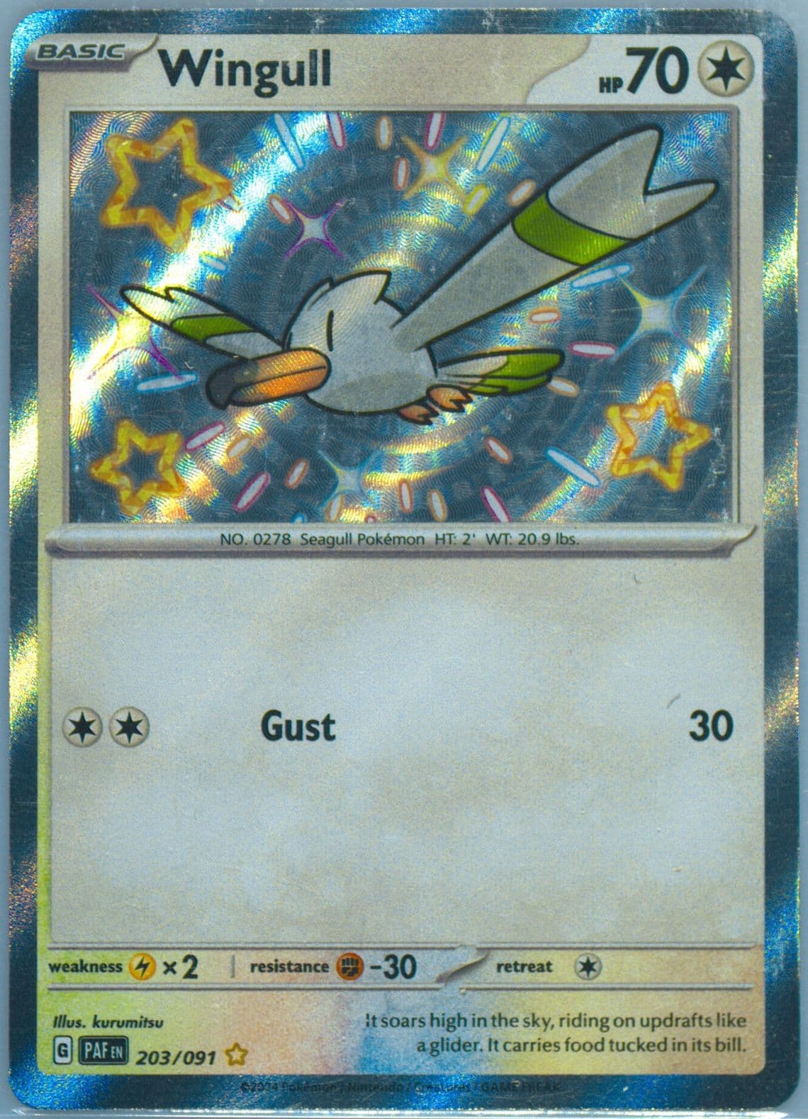 Wingull Shiny Rare (203) 2024 Pokemon Paf EN-Paldean Fates