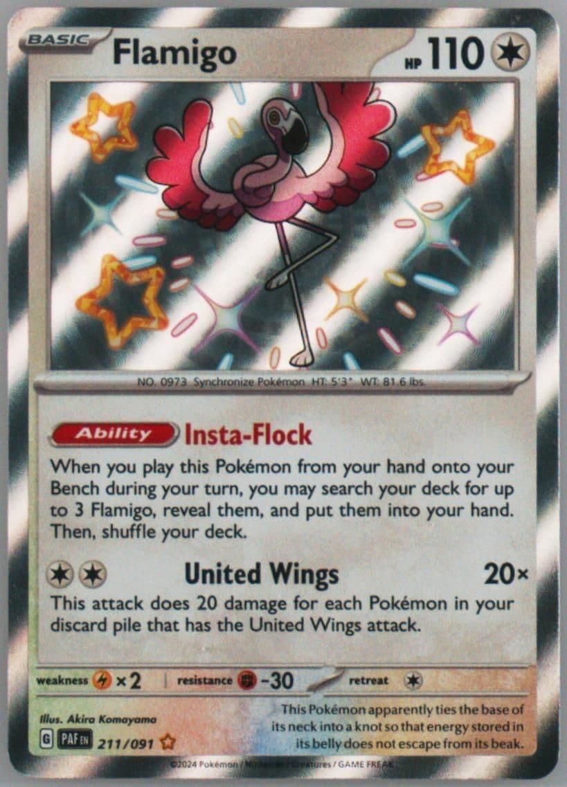 Flamigo Shiny Rare (211) 2024 Pokemon Paf EN-Paldean Fates