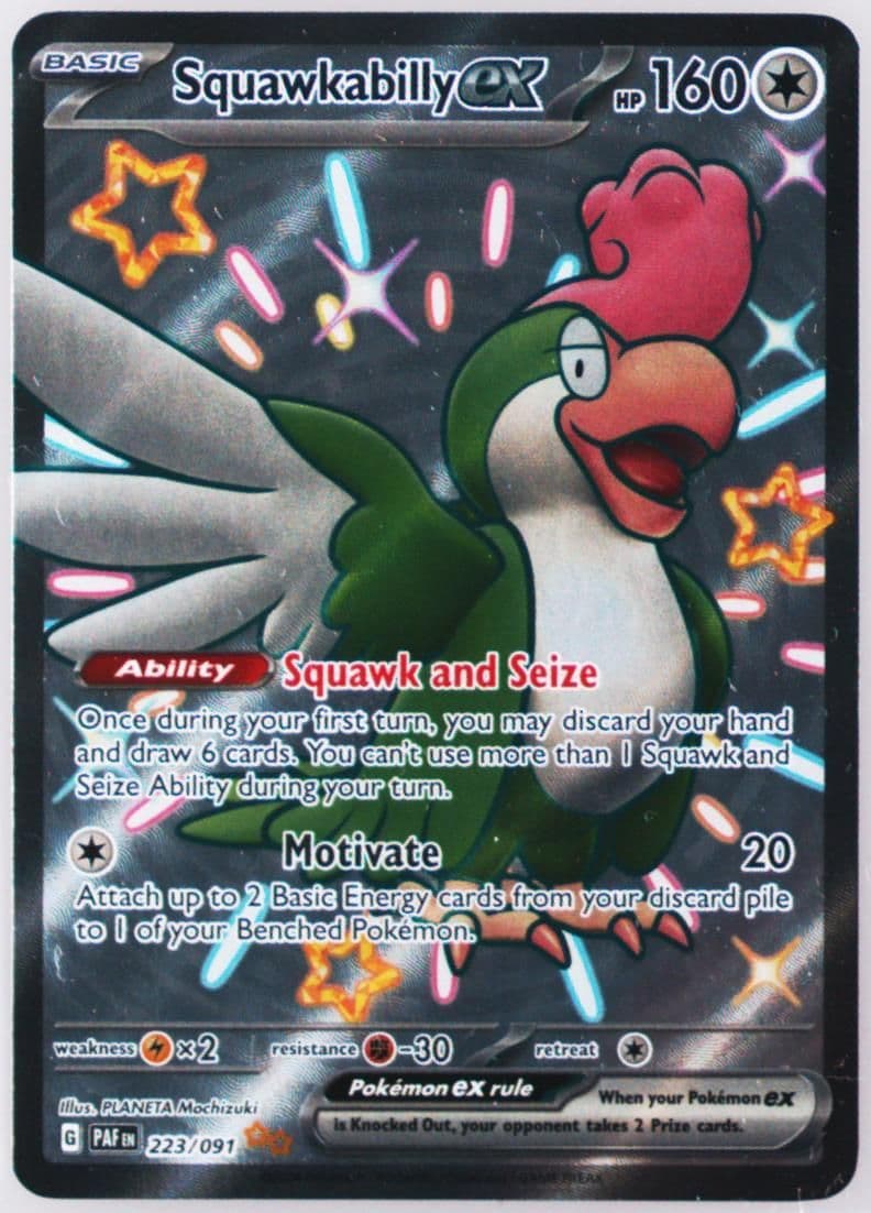 Squawkabilly EX Shiny Ultra Rare (223) 2024 Pokemon Paf EN-Paldean Fates