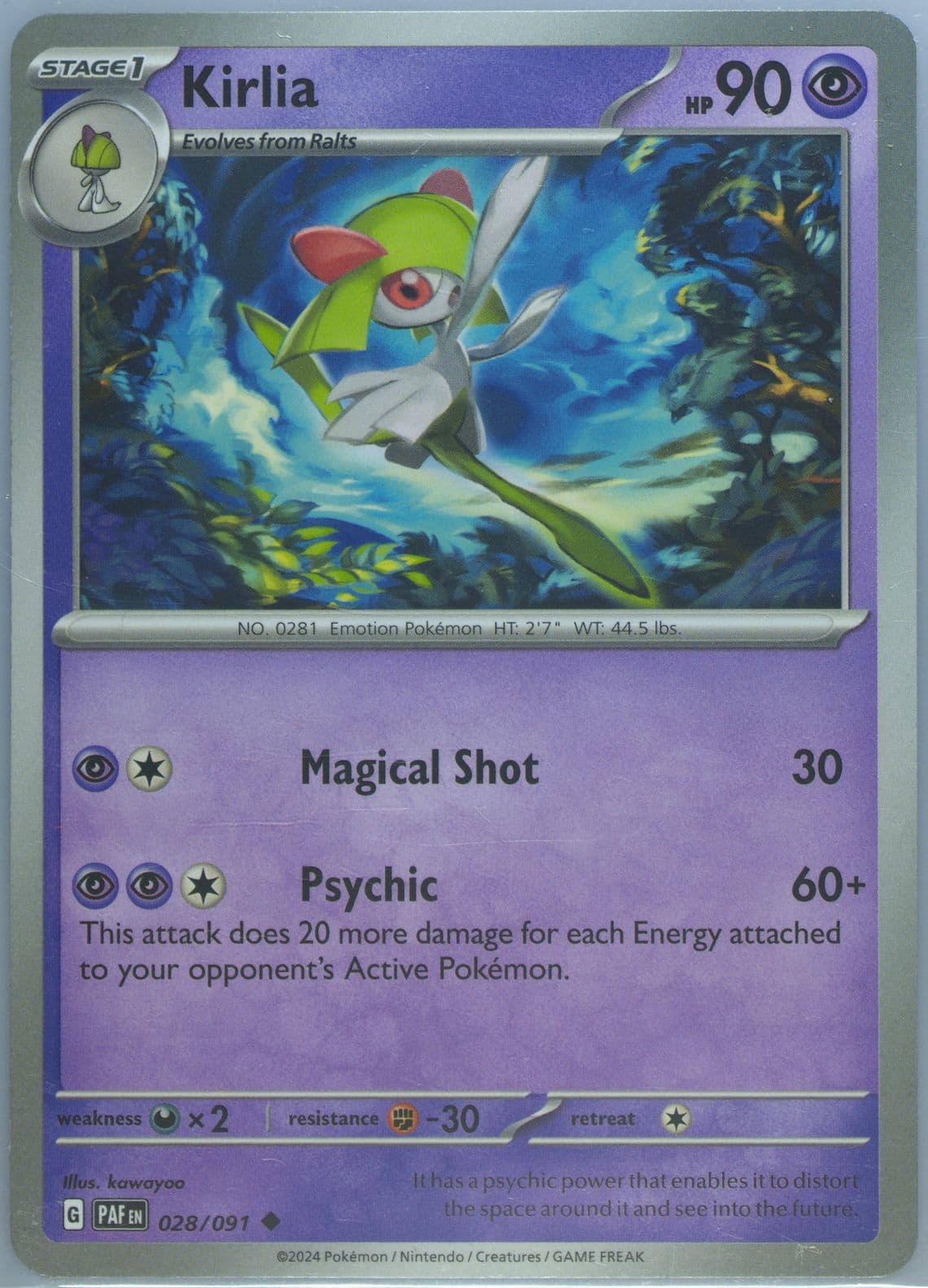 Kirlia (028) 2024 Pokemon Paf EN-Paldean Fates