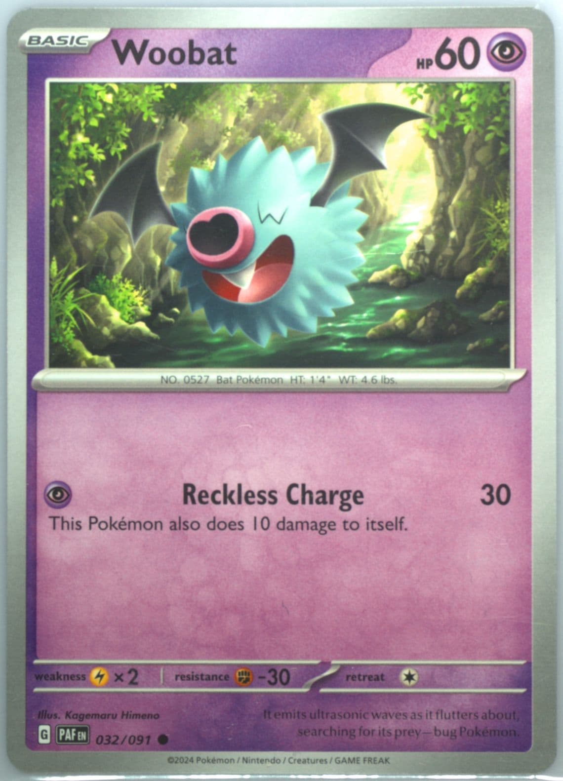 Woobat (032) 2024 Pokemon Paf EN-Paldean Fates