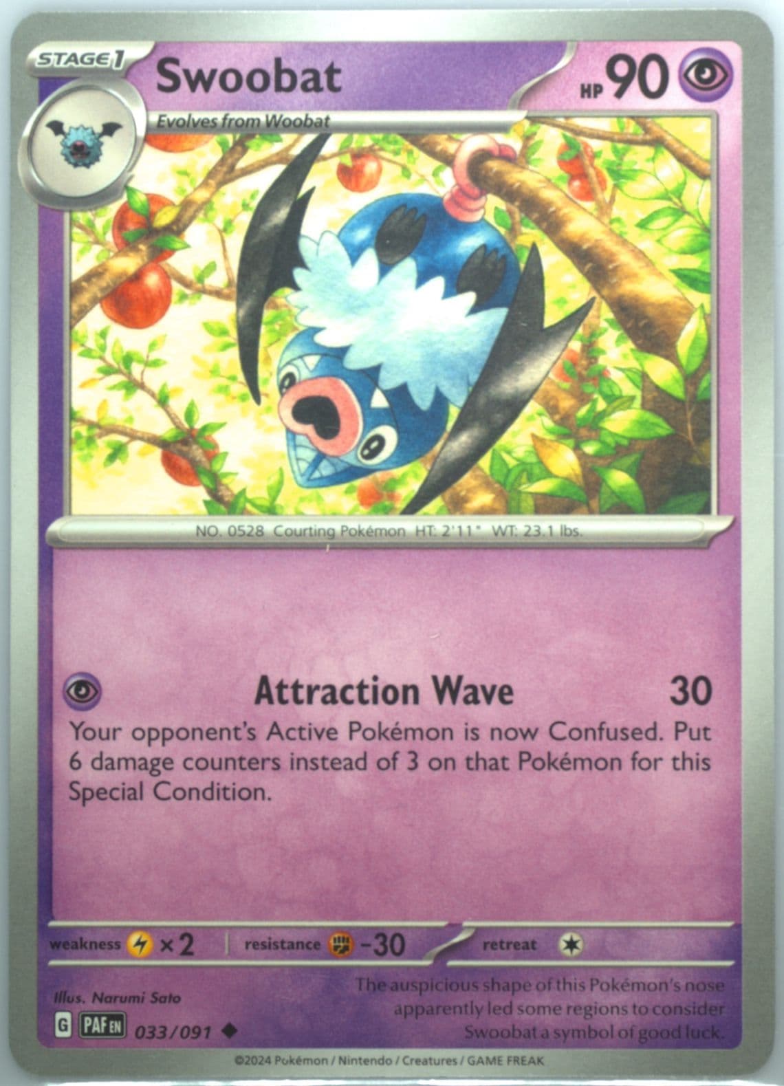 Swoobat (033) 2024 Pokemon Paf EN-Paldean Fates