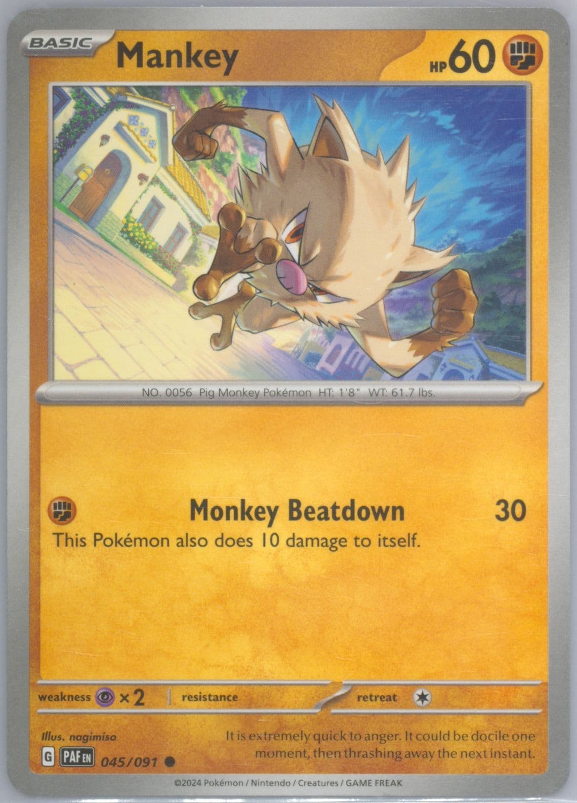 Mankey (045) 2024 Pokemon Paf EN-Paldean Fates