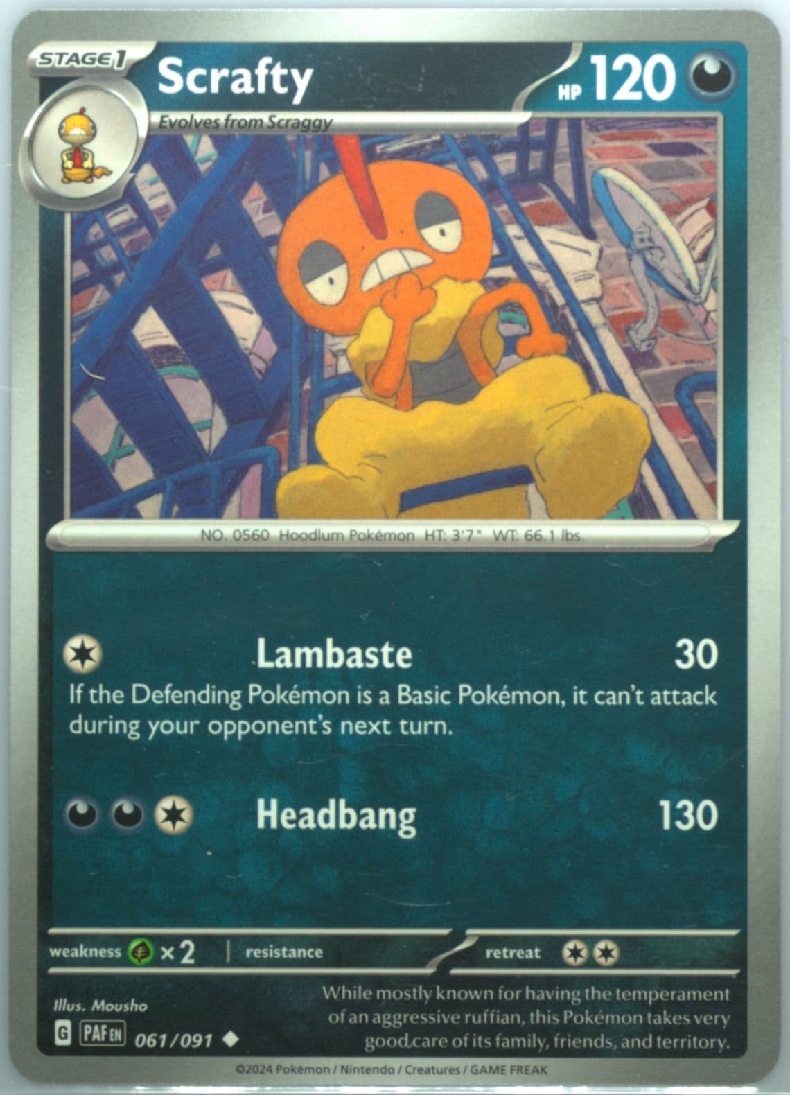 Scrafty (061) 2024 Pokemon Paf EN-Paldean Fates