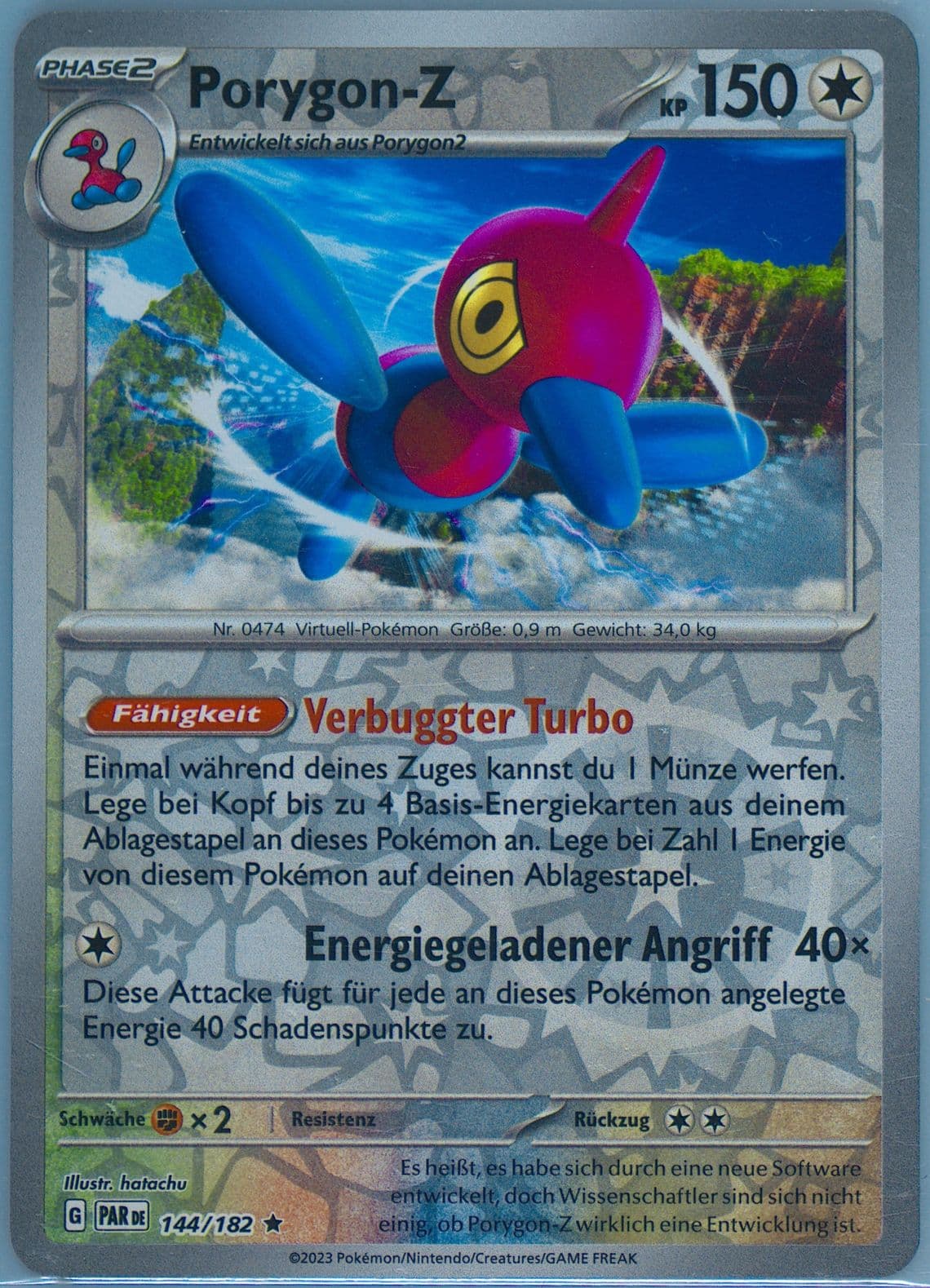Porygon-Z Reverse Holo (144) 2023 Pokemon German Par de-Paradox Rift