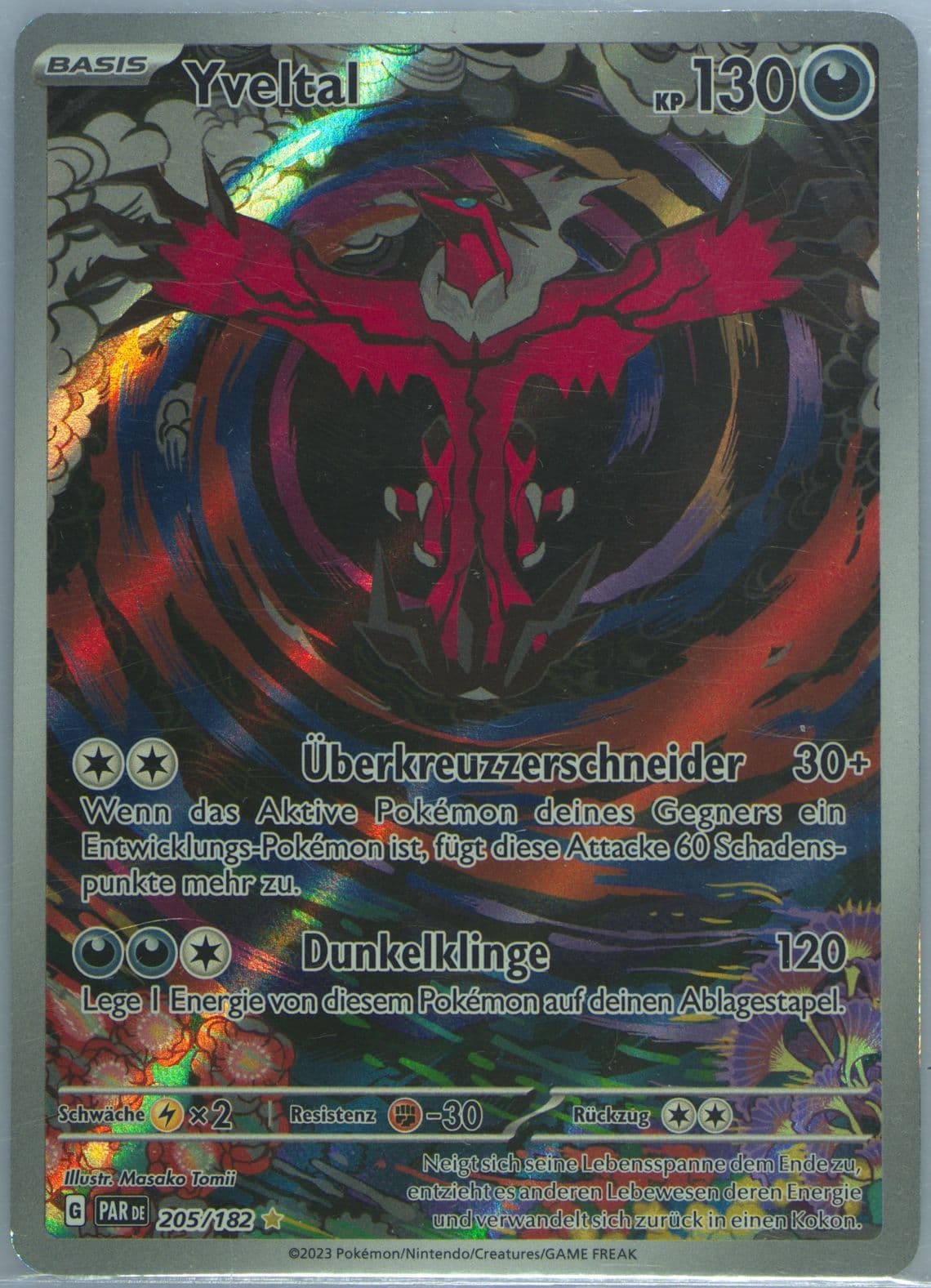 Yveltal Illustration Rare (205) 2023 Pokemon German Par de-Paradox Rift