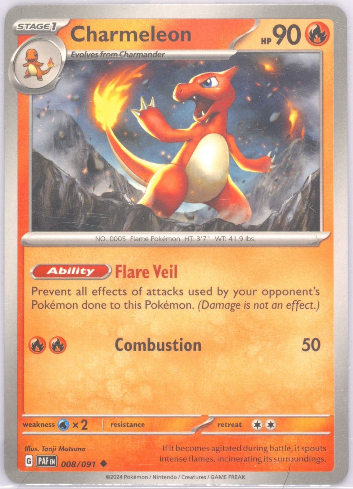 Charmeleon (008) 2024 Pokemon German Paf de-Paldean Fates