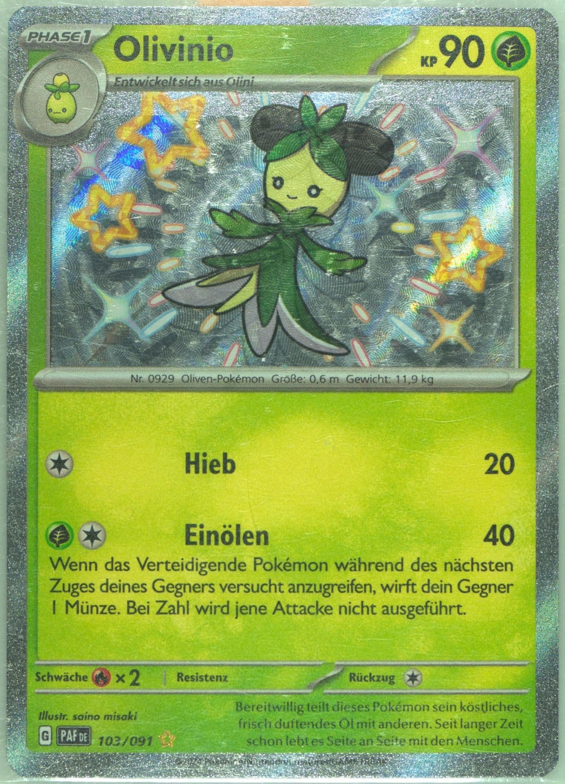 Dolliv Shiny Rare (103) 2024 Pokemon German Paf de-Paldean Fates