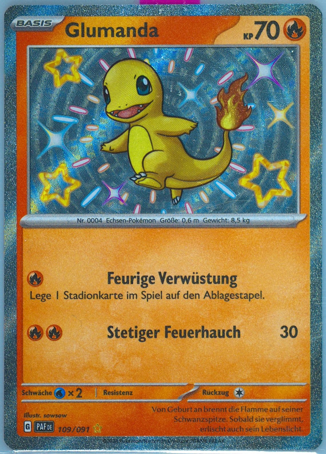 Charmander Shiny Rare (109) 2024 Pokemon German Paf de-Paldean Fates