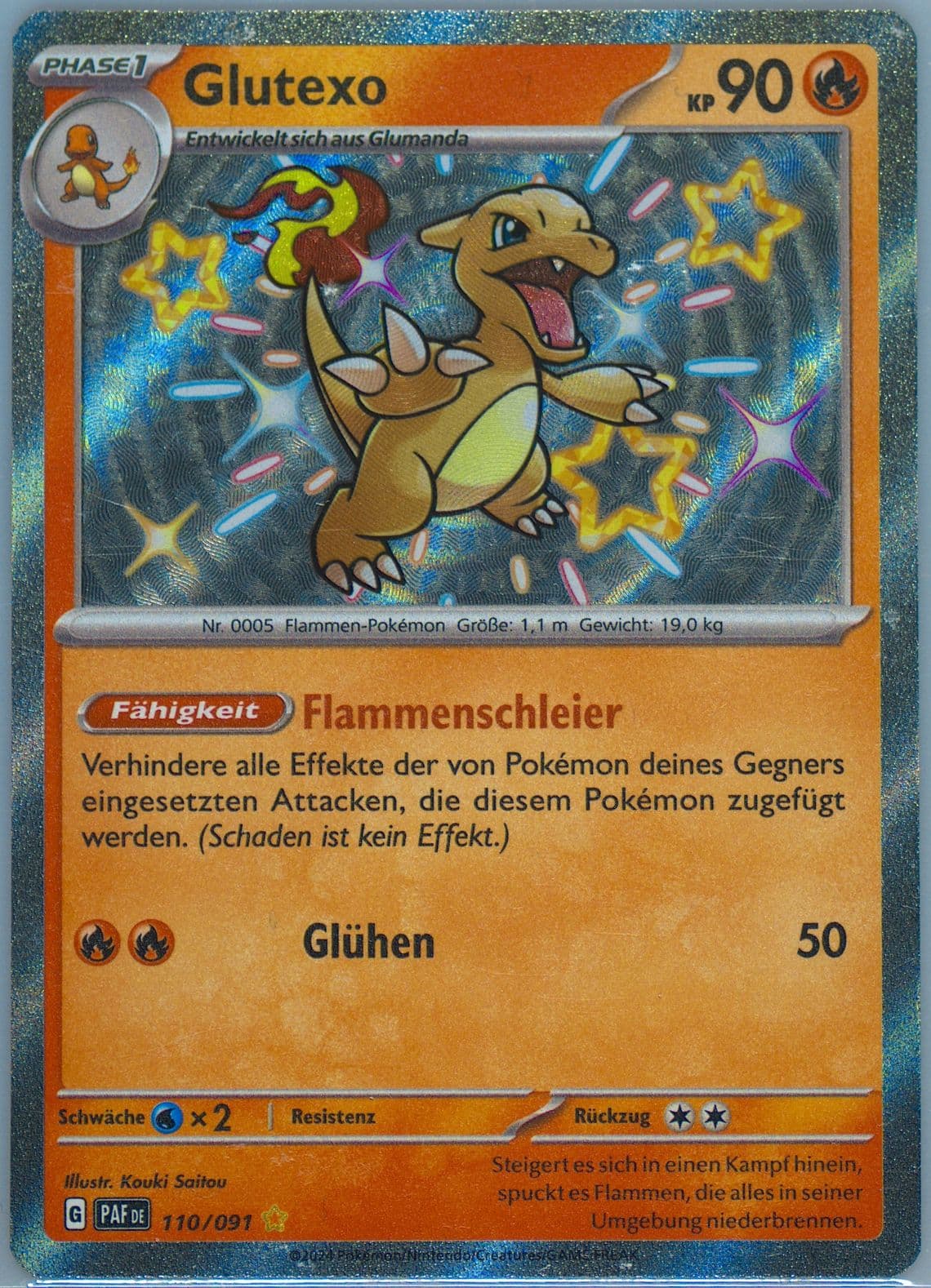 Charmeleon Shiny Rare (110) 2024 Pokemon German Paf de-Paldean Fates