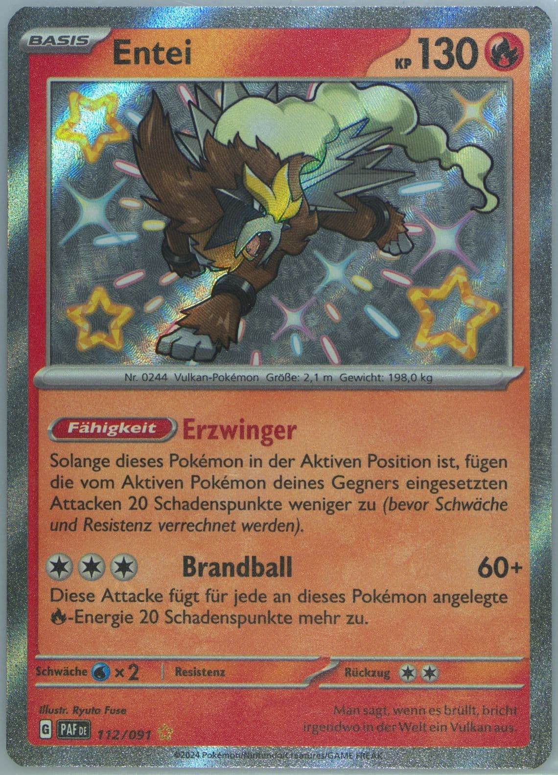 Entei Shiny Rare (112) 2024 Pokemon German Paf de-Paldean Fates