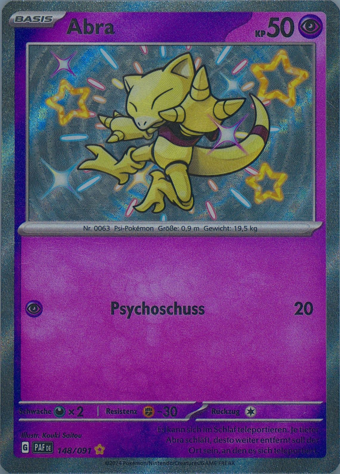 Abra Shiny Rare (148) 2024 Pokemon German Paf de-Paldean Fates