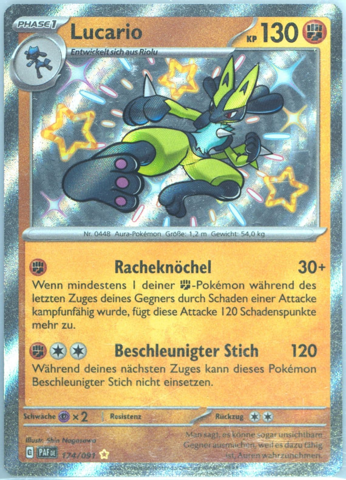 Lucario Shiny Rare (174) 2024 Pokemon German Paf de-Paldean Fates