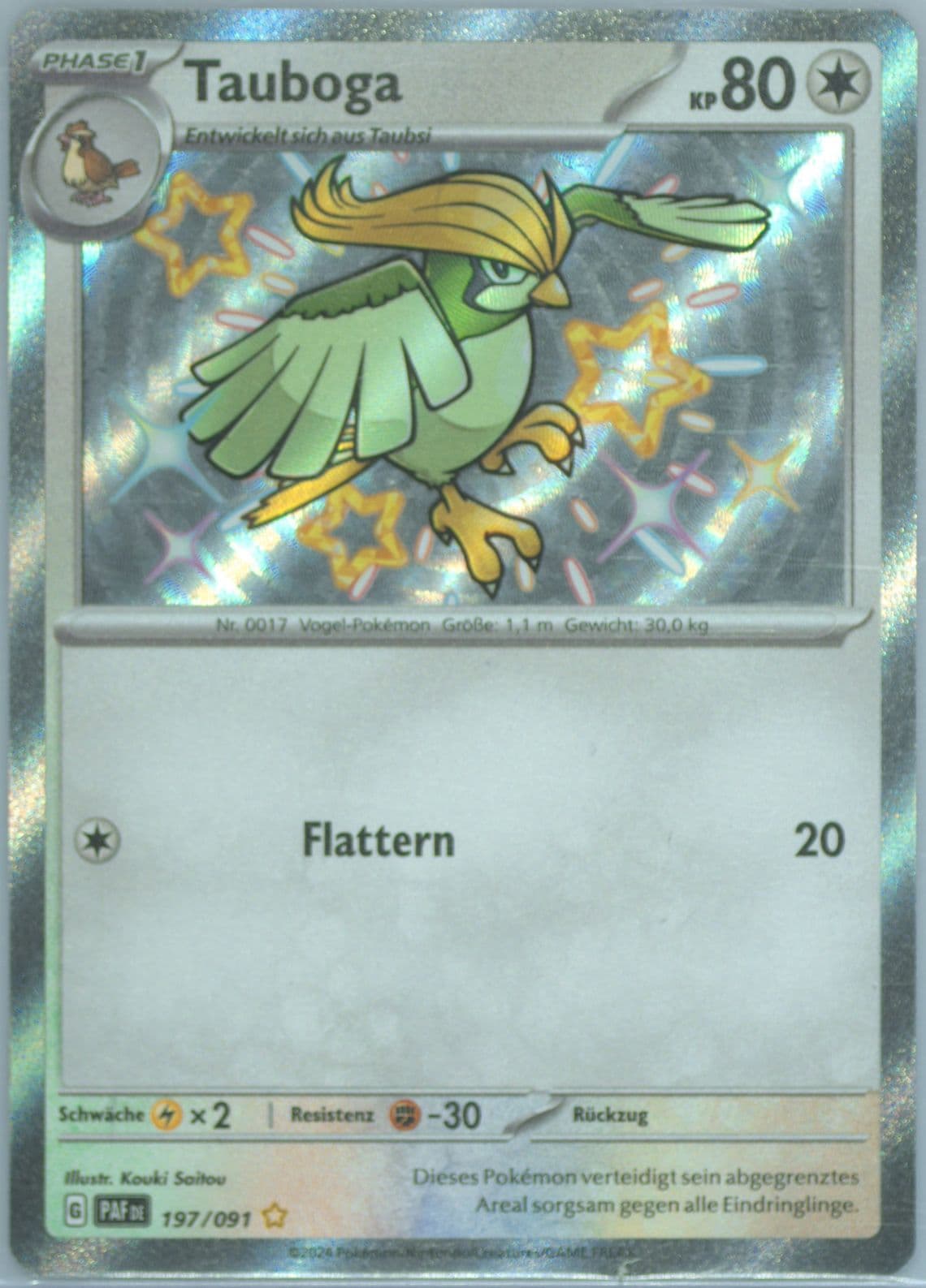 Pidgeotto Shiny Rare (197) 2024 Pokemon German Paf de-Paldean Fates