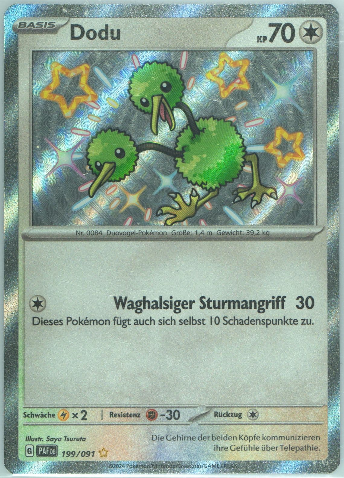 Doduo Shiny Rare (199) 2024 Pokemon German Paf de-Paldean Fates