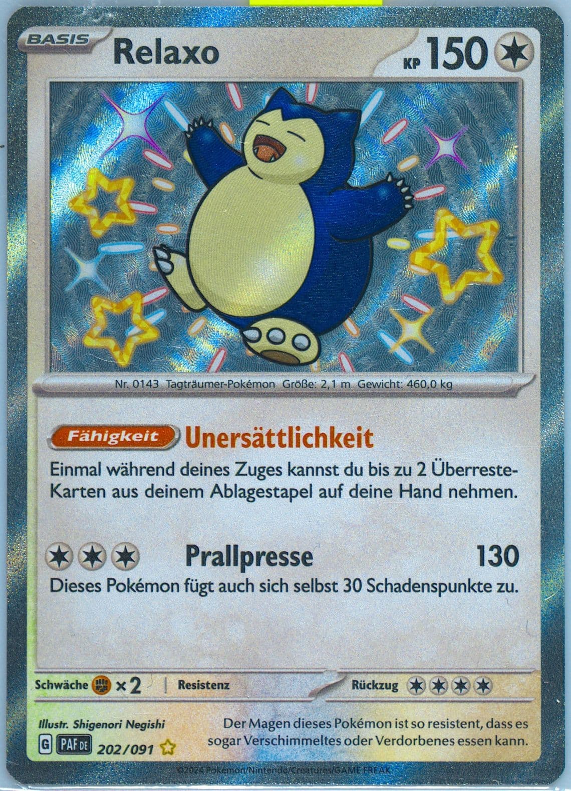 Snorlax Shiny Rare (202) 2024 Pokemon German Paf de-Paldean Fates