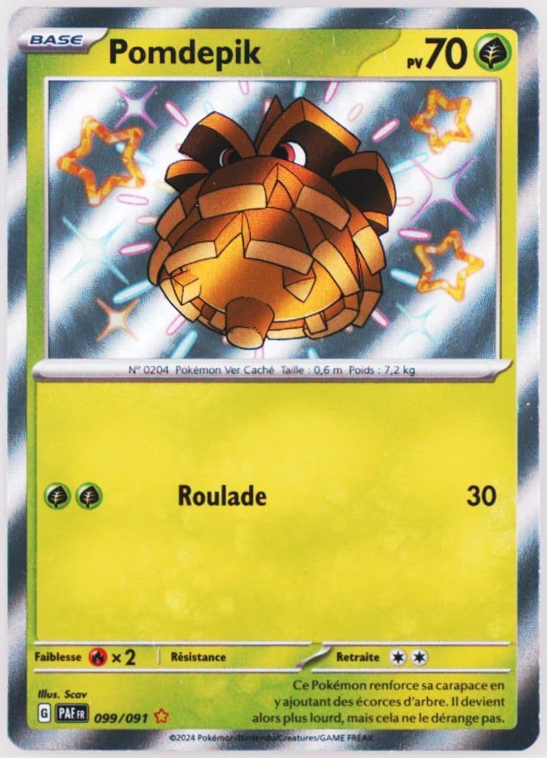 Pineco Shiny Rare (099) 2024 Pokemon French Paf FR-Paldean Fates