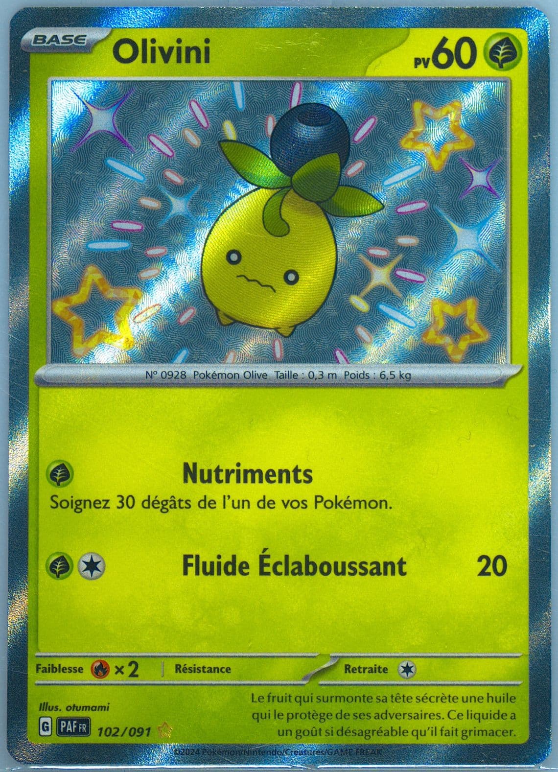 Smoliv Shiny Rare (102) 2024 Pokemon French Paf FR-Paldean Fates