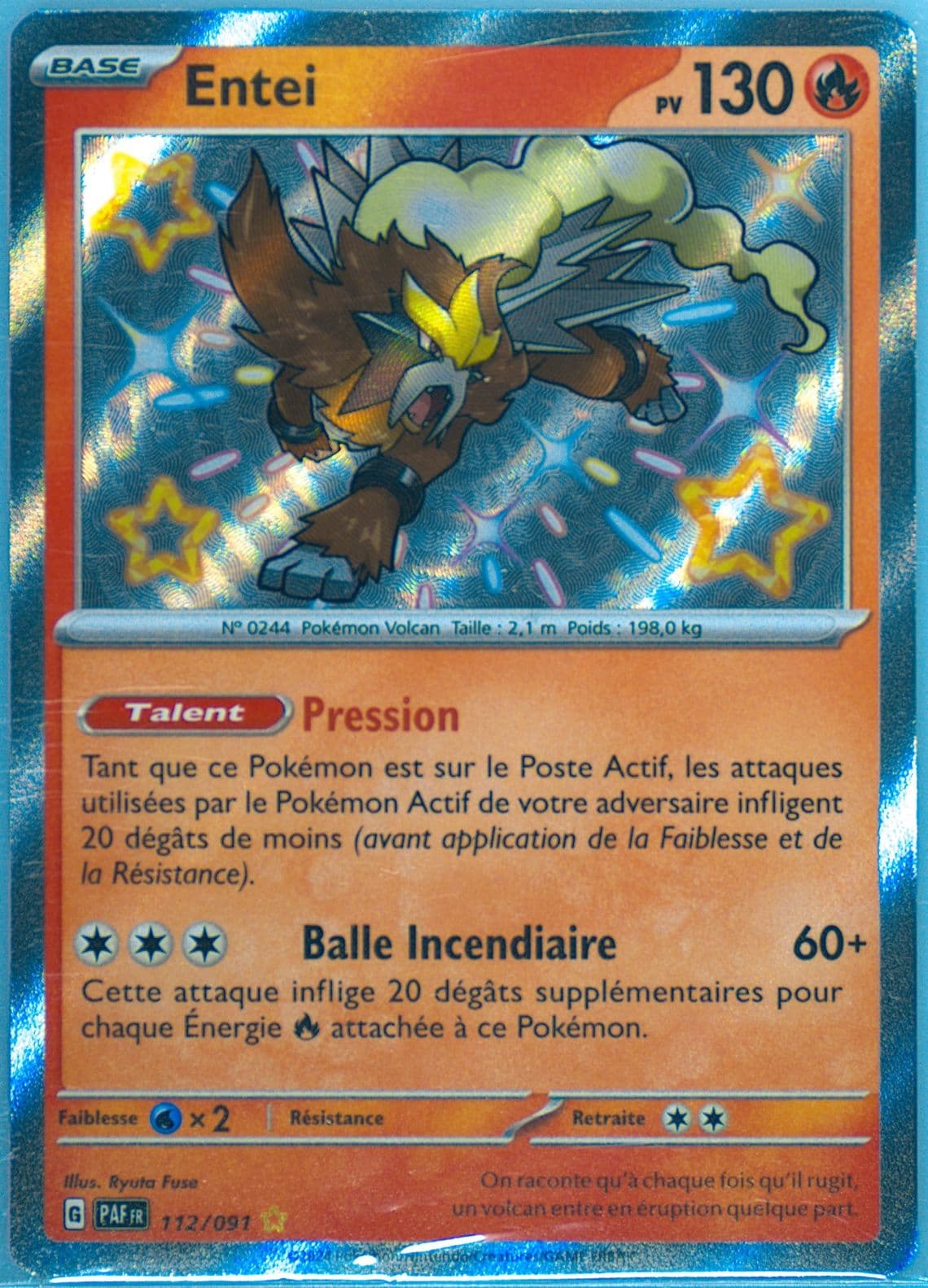 Entei Shiny Rare (112) 2024 Pokemon French Paf FR-Paldean Fates