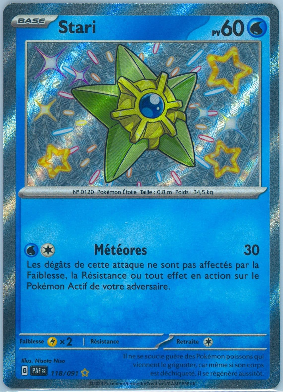 Staryu Shiny Rare (118) 2024 Pokemon French Paf FR-Paldean Fates