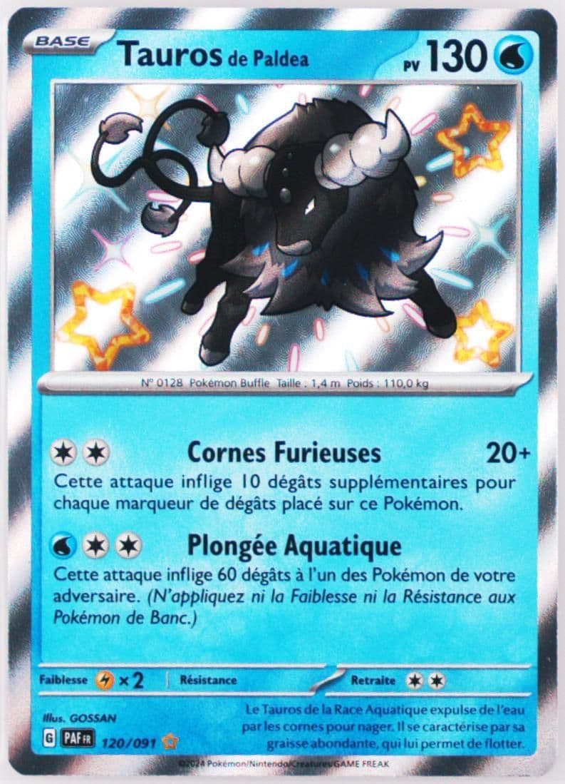 Paldean Tauros Shiny Rare (120) 2024 Pokemon French Paf FR-Paldean Fates