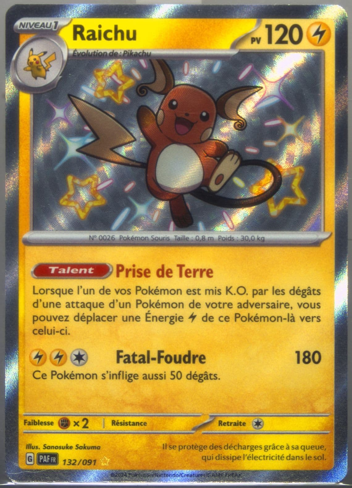 Raichu Shiny Rare (132) 2024 Pokemon French Paf FR-Paldean Fates