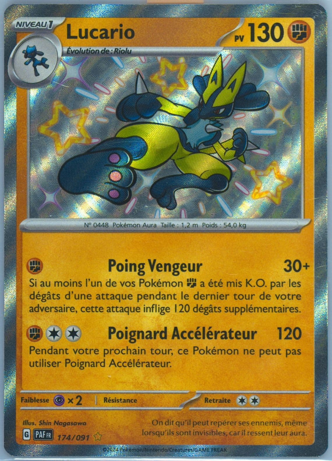 Lucario Shiny Rare (174) 2024 Pokemon French Paf FR-Paldean Fates