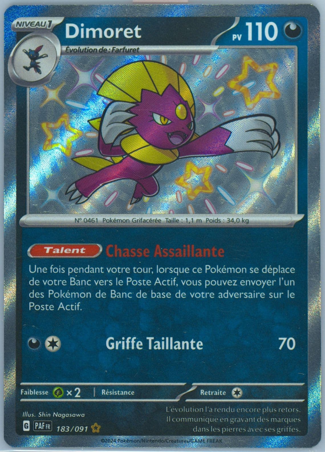 Weavile Shiny Rare (183) 2024 Pokemon French Paf FR-Paldean Fates