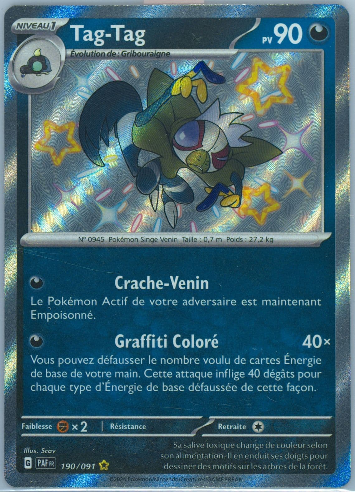 Grafaiai Shiny Rare (190) 2024 Pokemon French Paf FR-Paldean Fates
