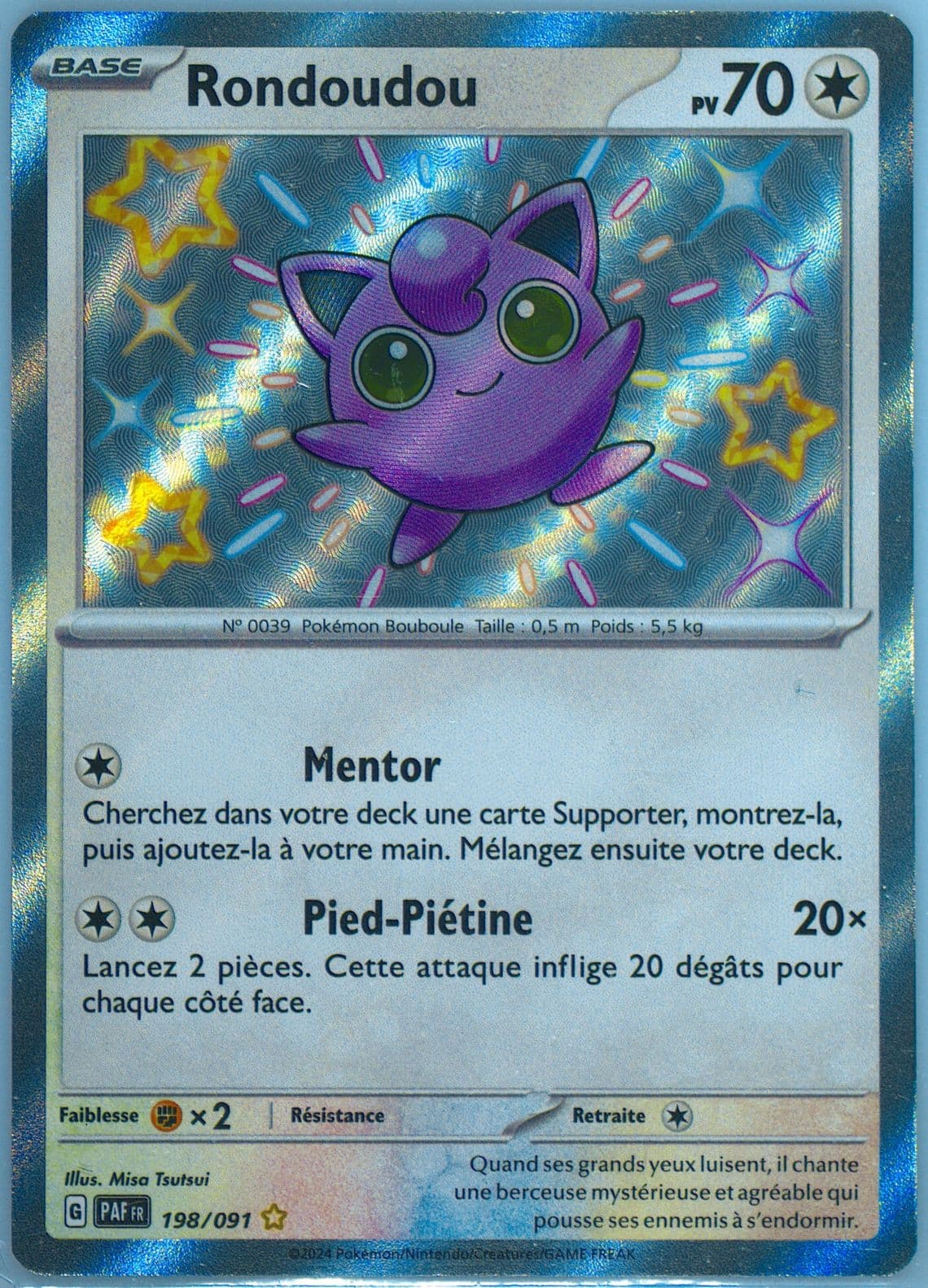 Jigglypuff Shiny Rare (198) 2024 Pokemon French Paf FR-Paldean Fates