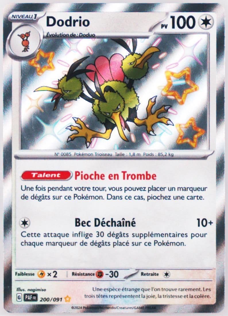 Dodrio Shiny Rare (200) 2024 Pokemon French Paf FR-Paldean Fates