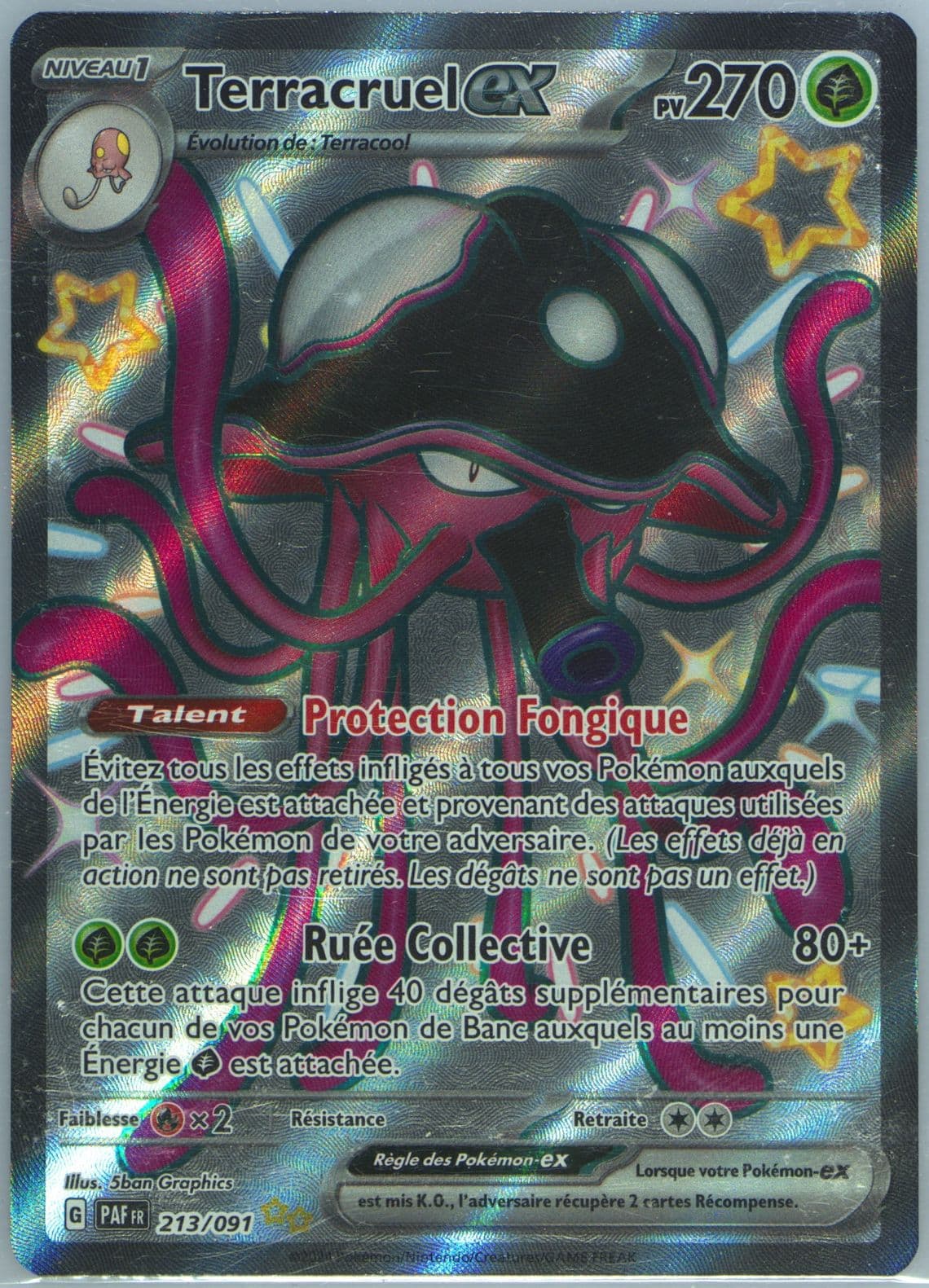 Toedscruel EX Shiny Ultra Rare (213) 2024 Pokemon French Paf FR-Paldean Fates