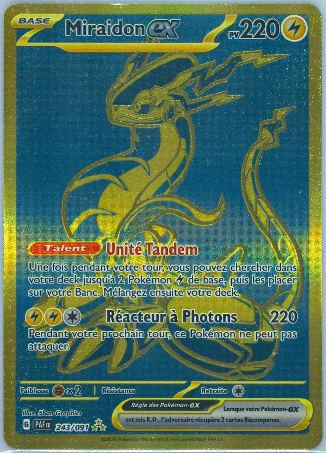 Miraidon EX Hyper Rare (243) 2024 Pokemon French Paf FR-Paldean Fates