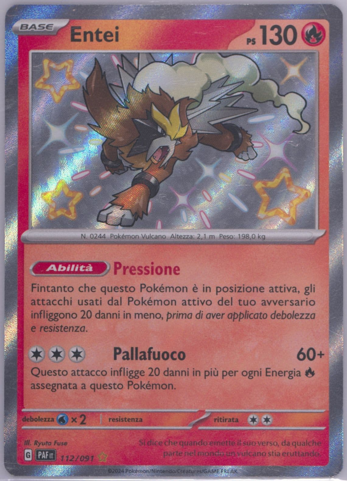 Entei Shiny Rare (112) 2024 Pokemon Italian Paf It-Paldean Fates