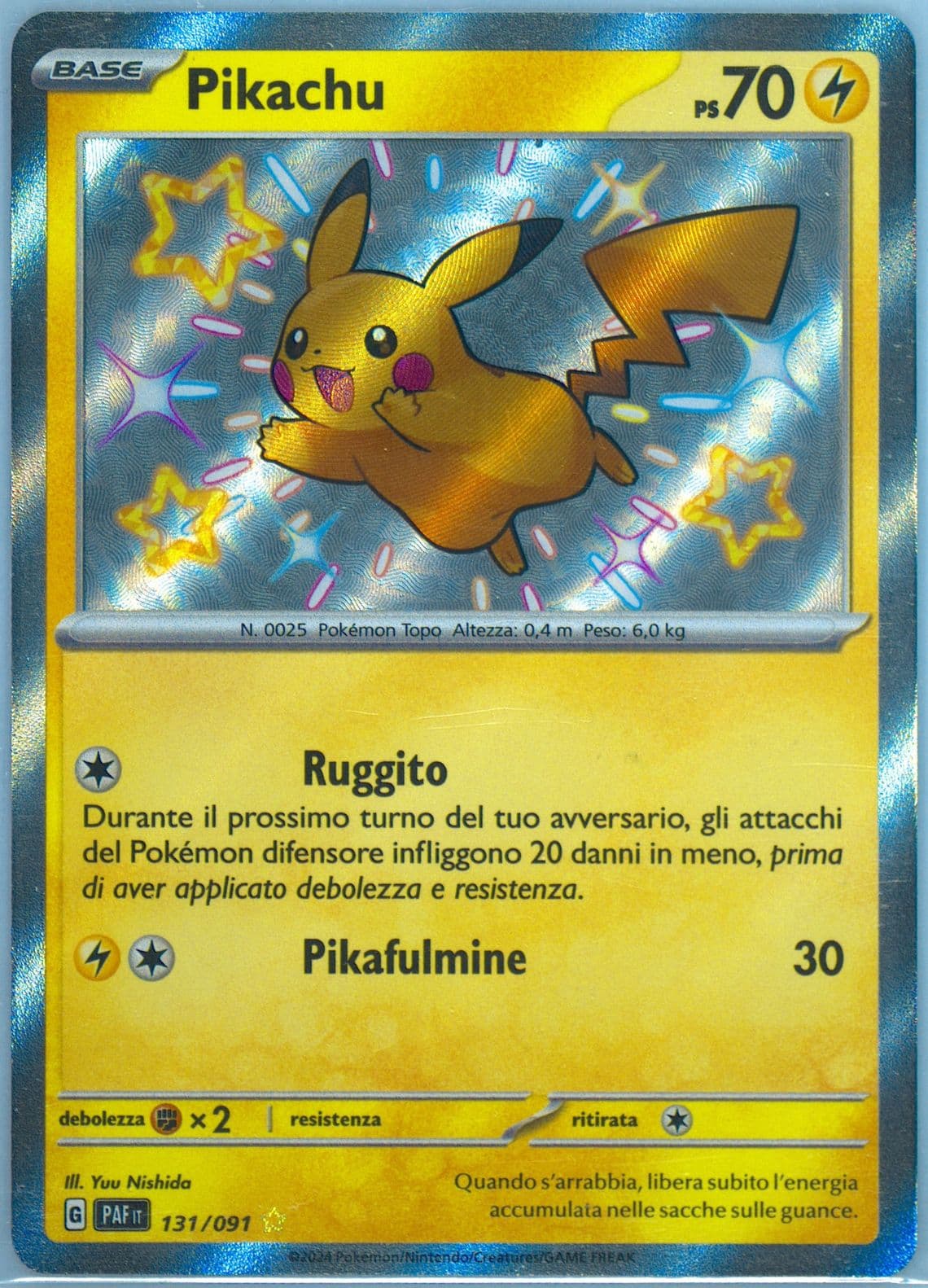 Pikachu Shiny Rare (131) 2024 Pokemon Italian Paf It-Paldean Fates