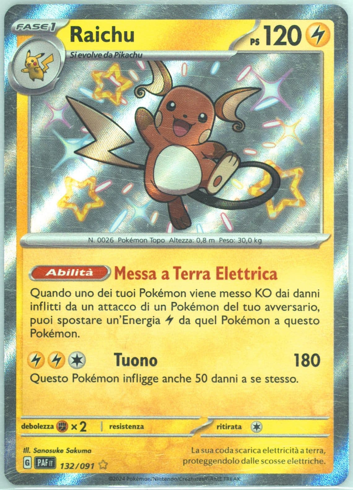 Raichu Shiny Rare (132) 2024 Pokemon Italian Paf It-Paldean Fates